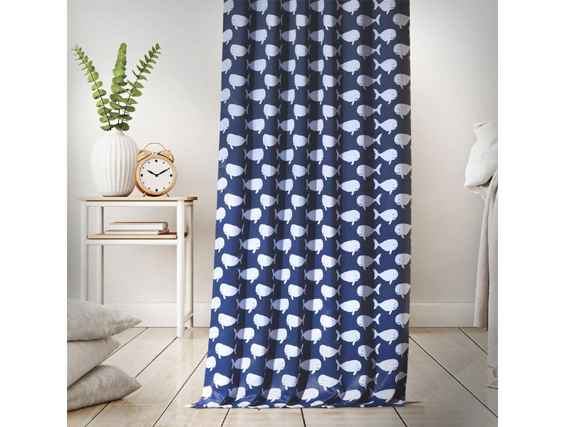 Migaloo Navy Blackout Room Darkening Curtain