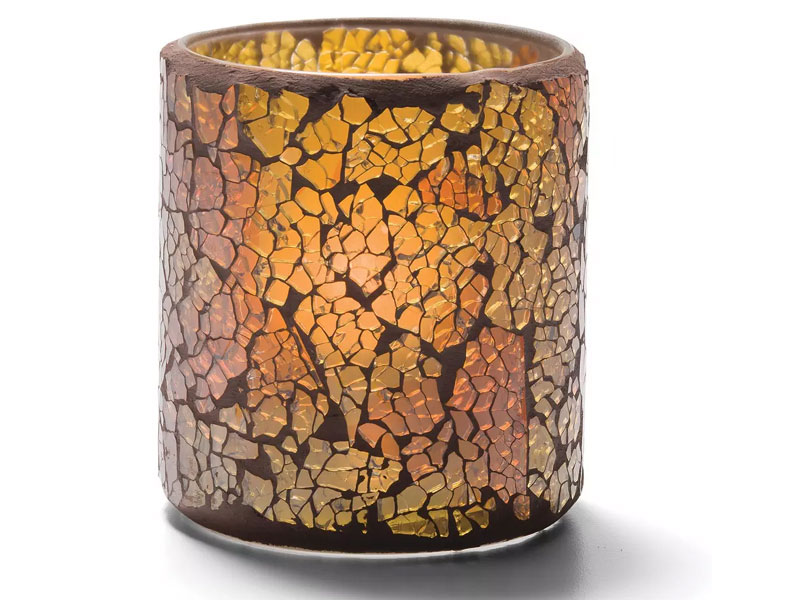 Hollowick 6351G Crackle Votive Lamp For HD8 HD12 Or HD15 Gold Frosted Glass