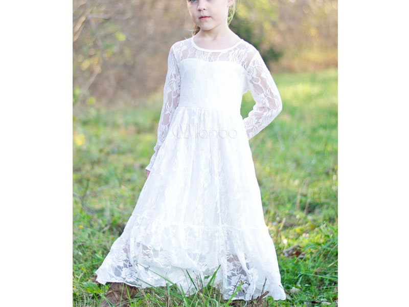 Women's Flower Girl Dresses Jewel Neck Elastic