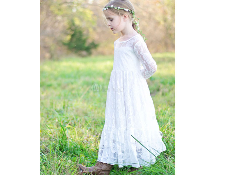 Women's Flower Girl Dresses Jewel Neck Elastic