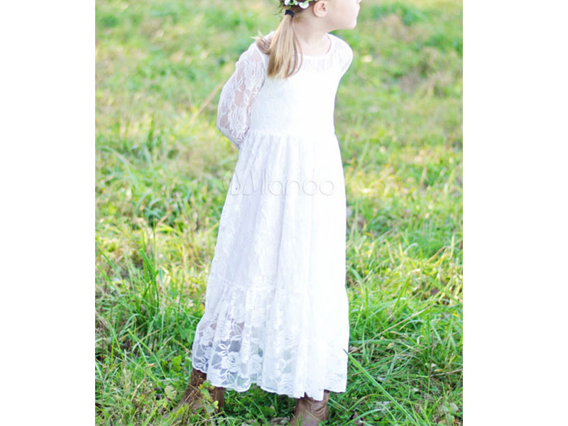 Women's Flower Girl Dresses Jewel Neck Elastic