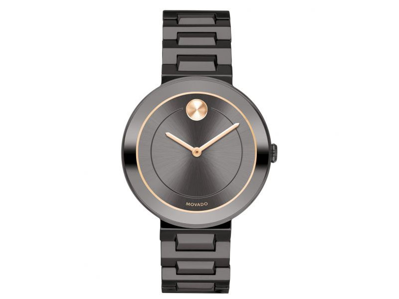 Ladies Mid-Size Movado BOLD Gunmetal Stainless Steel Watch 3600500