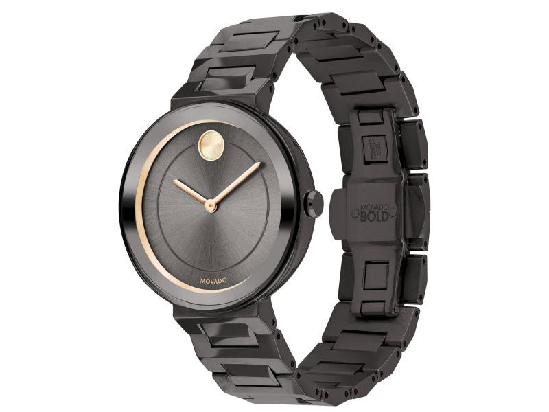 Ladies Mid-Size Movado BOLD Gunmetal Stainless Steel Watch 3600500