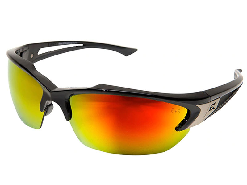 Edge Khor Safety Glasses With Black Frame and Aqua Precision Red Mirror Lens