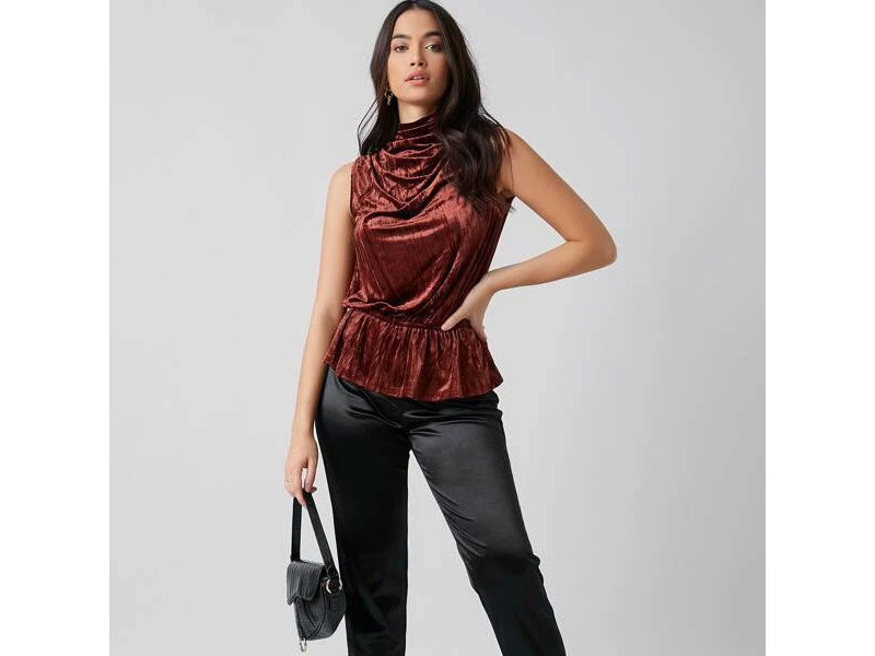 Women's Shein Ruffle Hem Velvet Tank Top