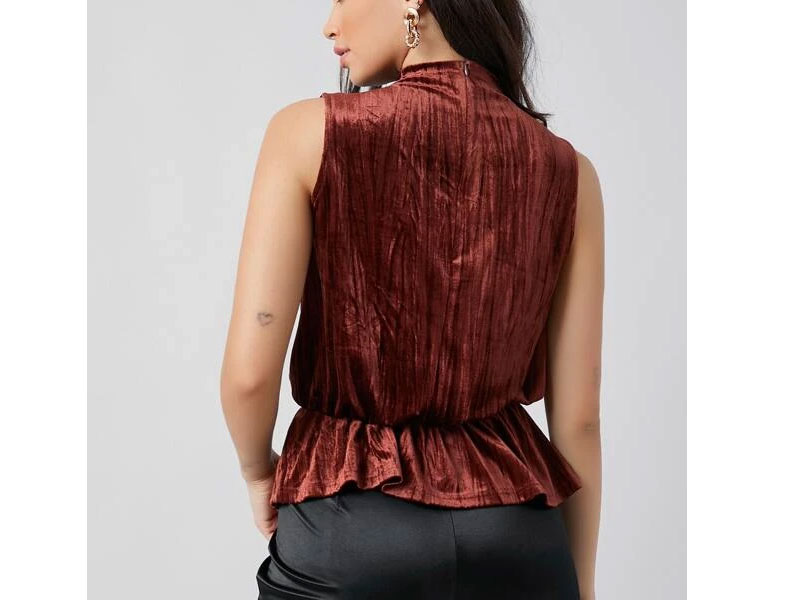 Women's Shein Ruffle Hem Velvet Tank Top