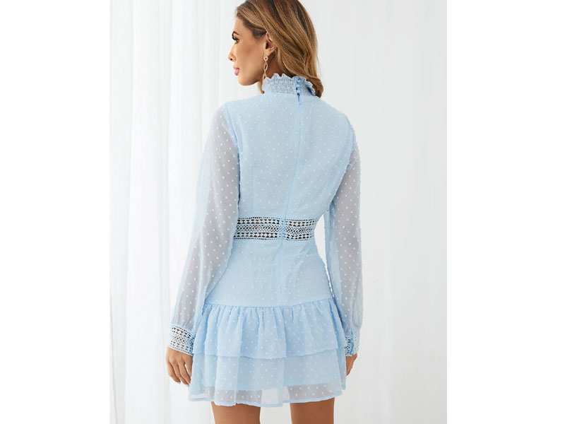 Women's Yoins Hollow Design Tiered Hem Long sleeves Mini Dress