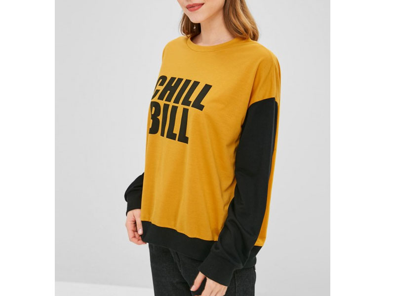 Women's Chill Bill Graphic Color Block Sweatshirt Yellow S