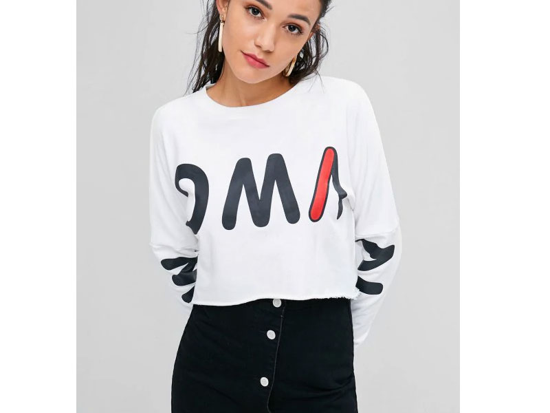 Women's Cropped Graphic Sweatshirt White L