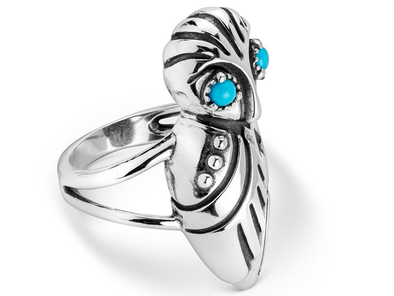 American west Jewelry Women's Sterling Silver Sleeping Beauty Owl Ring