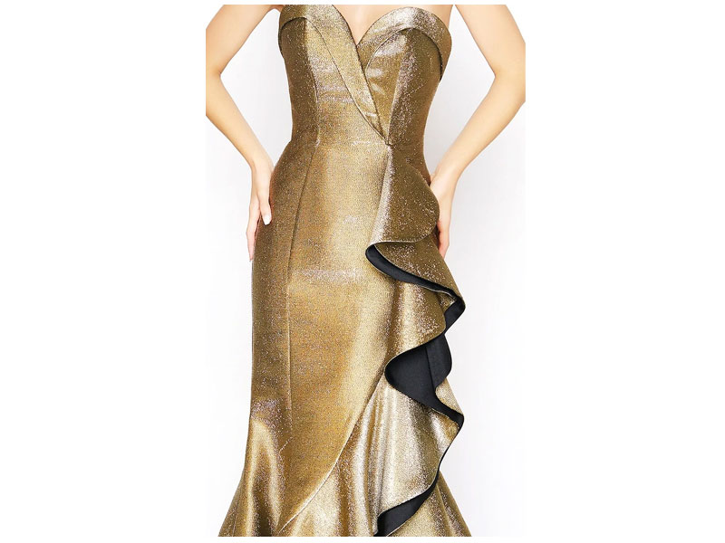 Women's Mac Duggal Metallic Strapless Ruffled Trumpet Dress