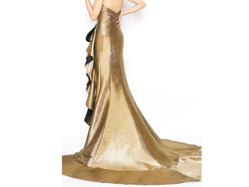 Women's Mac Duggal Metallic Strapless Ruffled Trumpet Dress