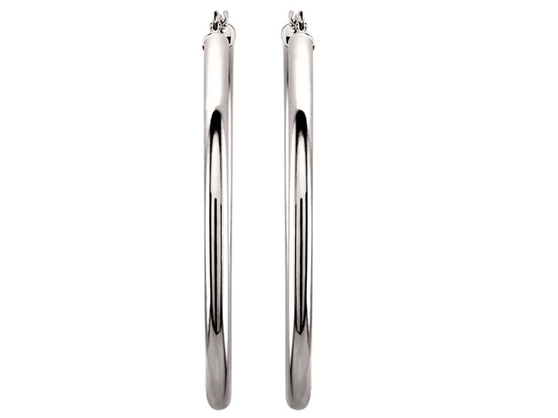 14 Karat White Gold 48mm Hoop Earrings For Women