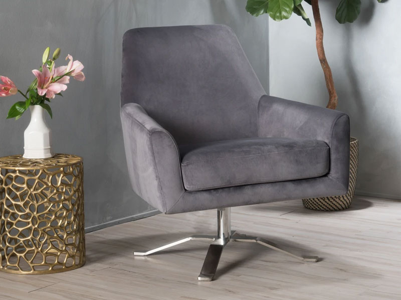 Aegis Modern Velvet Swivel Armchair