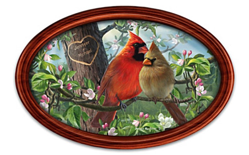 James Hautman Love Birds Framed Plate With Your Two Names
