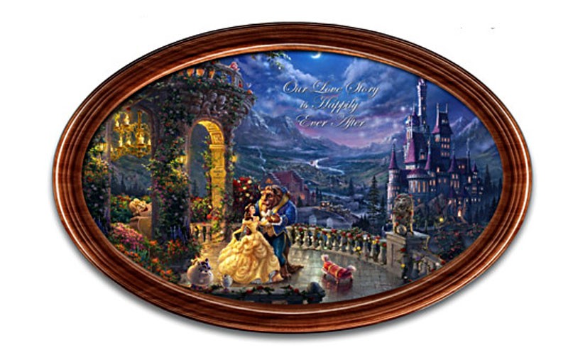 Disney Beauty And The Beast Collector Plate With 2 