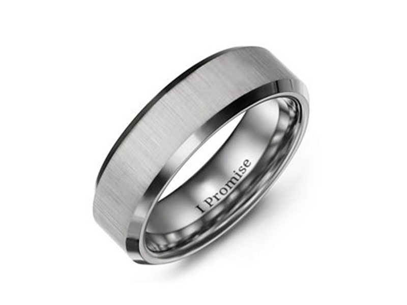 Men's Satin Finish Center Polished Tungsten Ring