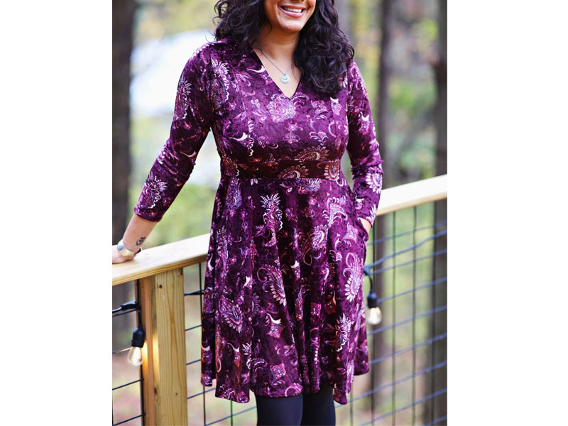 Women's Cece Dress Pinot Paisley Velvet