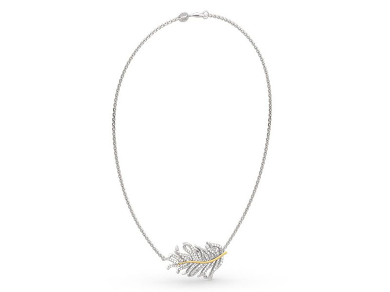 Women's Jeulia Two Tone Feather Sterling Silver Necklace