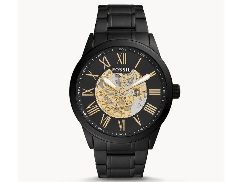 Fossil Flynn Automatic Black Stainless Steel Watch For Men