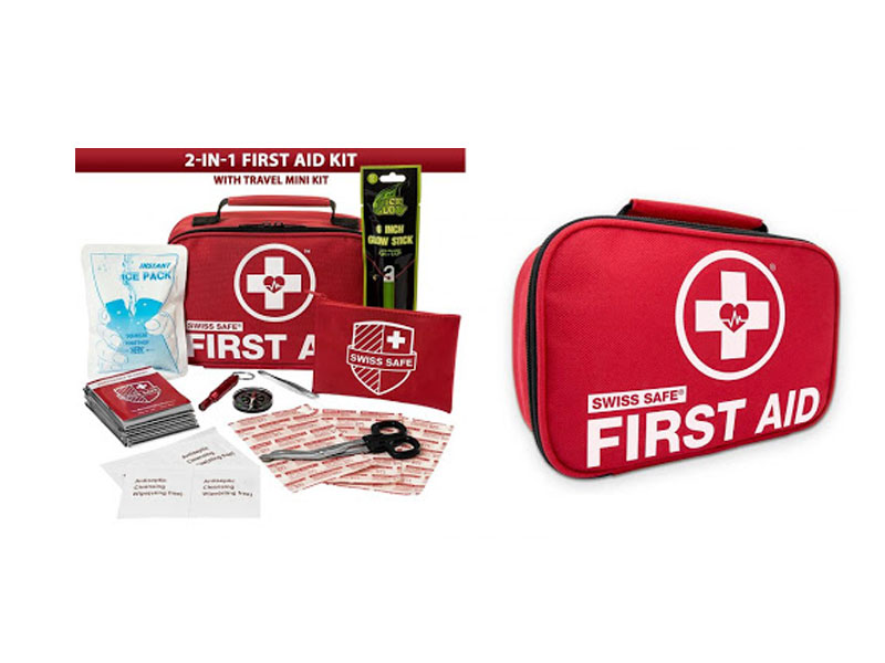 Swiss Safe 2-in-1 First Aid Kit 120 Piece Bonus 32-Piece Mini First Aid Kit