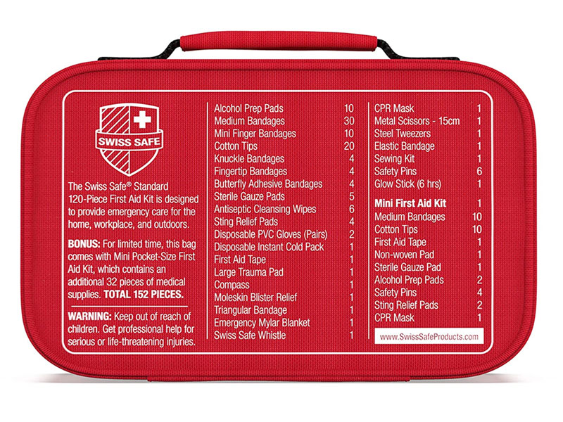 Swiss Safe 2-in-1 First Aid Kit 120 Piece Bonus 32-Piece Mini First Aid Kit