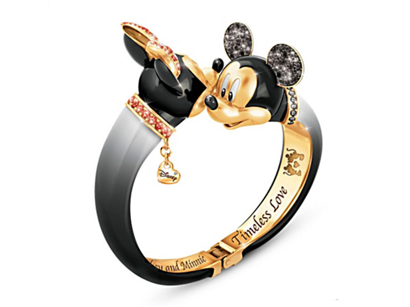 Mickey Mouse And Minnie Mouse Crystal Bangle Bracelet