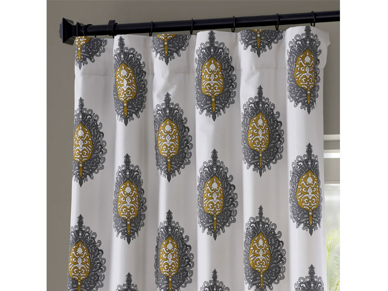 Mayan Gold Printed Cotton Twill Curtain