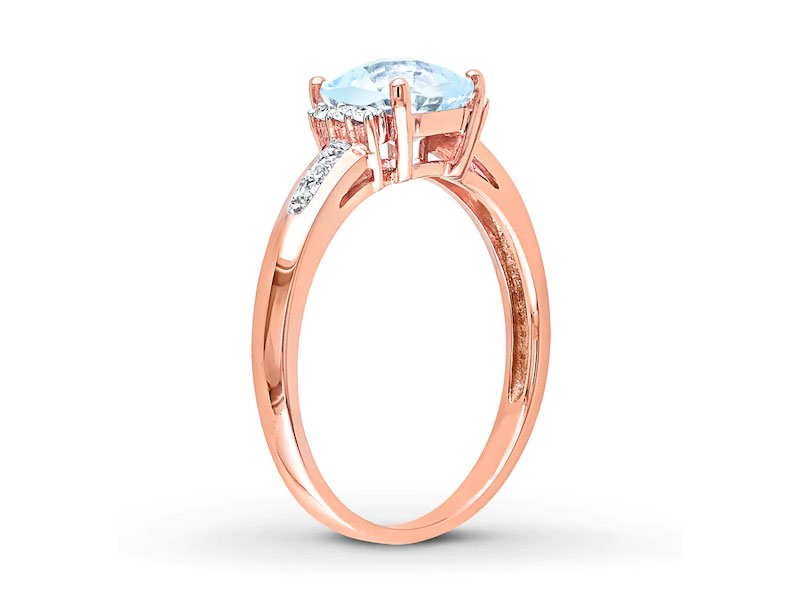 Jared Women's Aquamarine Ring 1/20 ct tw Diamonds 10K Rose Gold