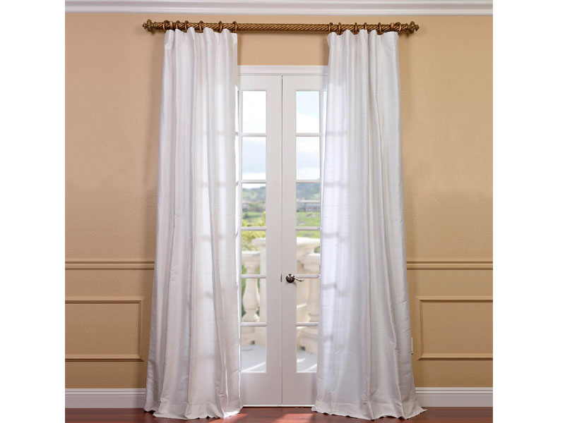 Lily White Textured Dupioni Silk Curtain