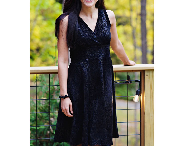 Women's Audrey Dress Onyx Snakeskin Velvet