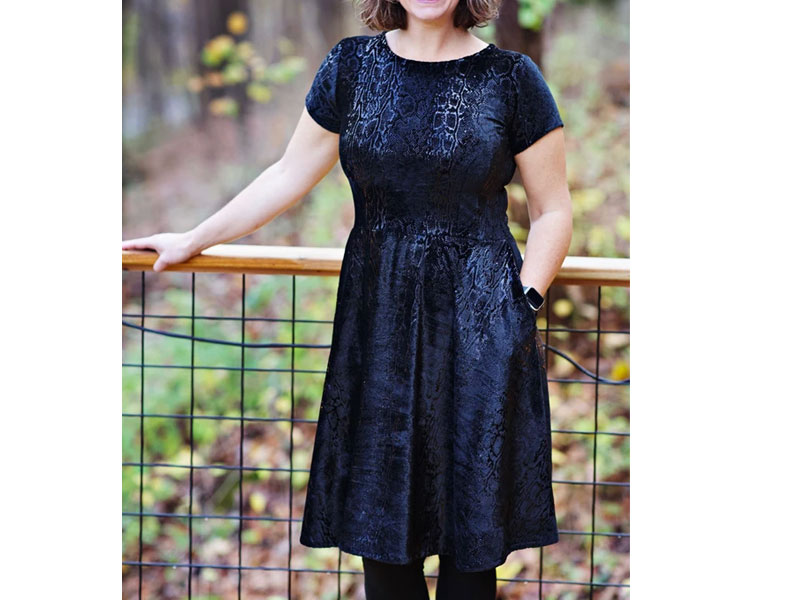 Women's Kate Dress Onyx Snakeskin Velvet