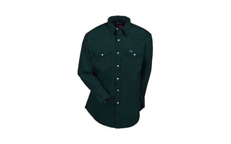 Wrangler Shirts Men's Dark Green MW9771G Cowboy Cut Long Sleeve Work Shirt