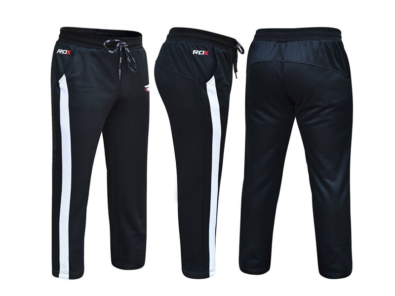 RDX 1B Terry Fleece Jogger Sweatpants Black White