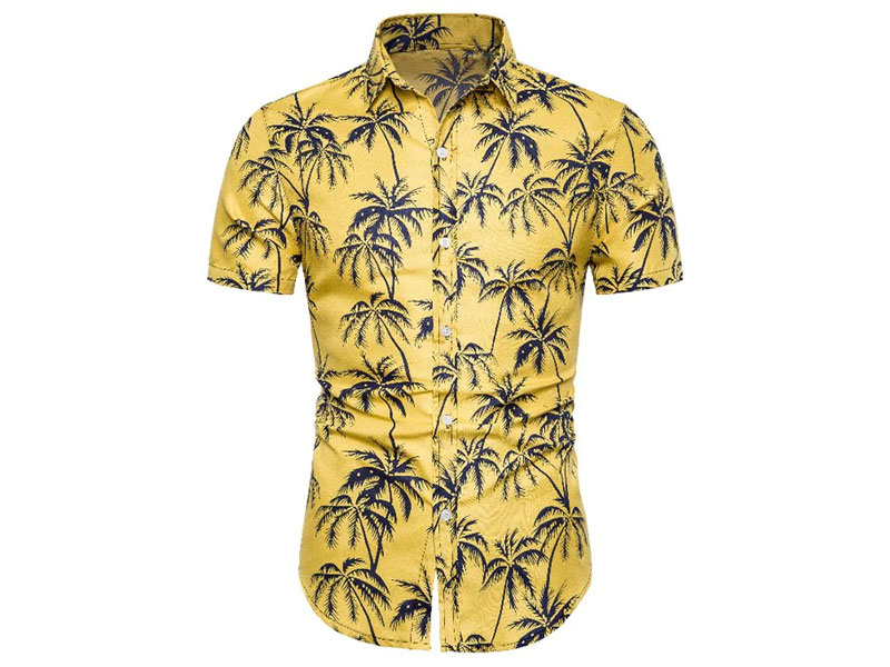 Men's Coconut Tree Print Button Up Shirt