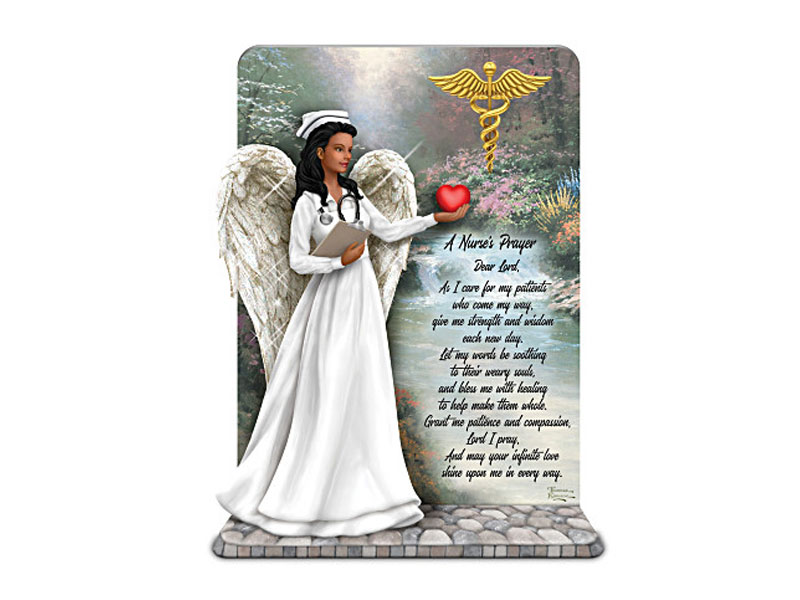 The Nurse's Prayer Figurine With Thomas Kinkade Artwork