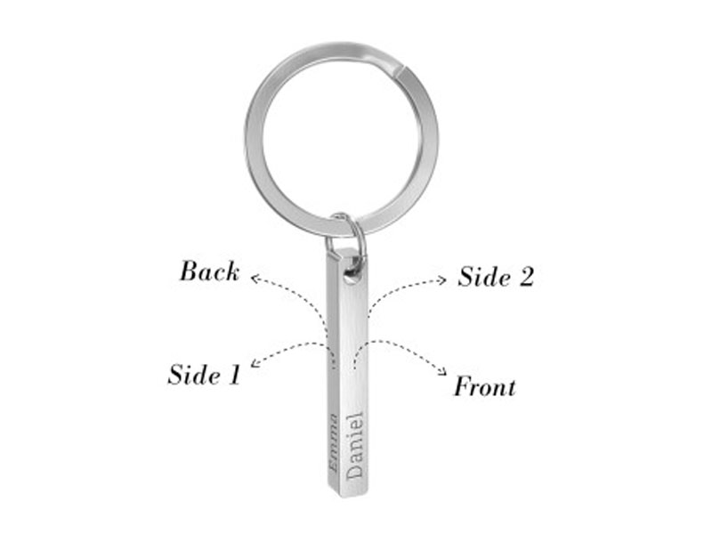 Women's Engravable 3D Bar Keychain