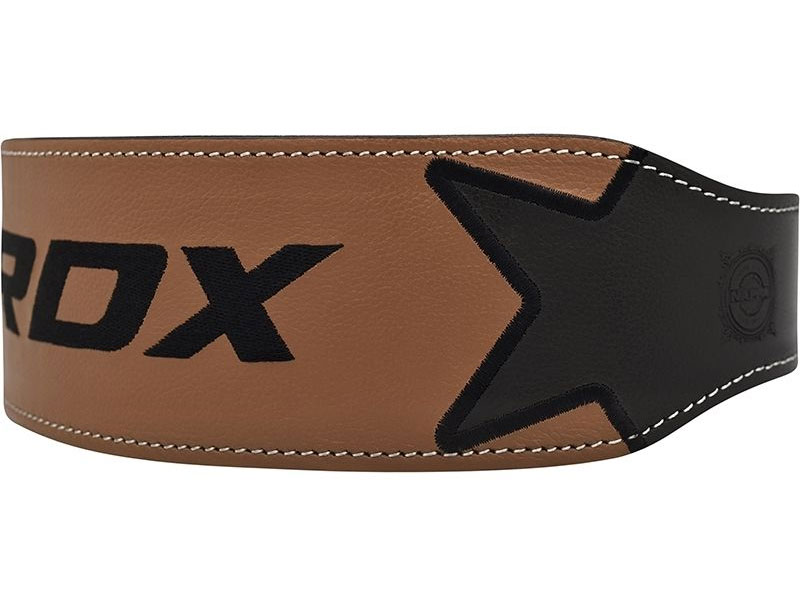RDX 4 Inch Padded Leather Weightlifting Gym Belt Brown Black