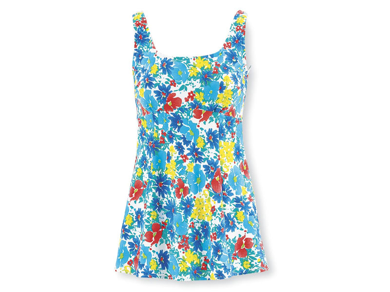 Women's Sea Waves Garden Floral Figure-Control Swimdress