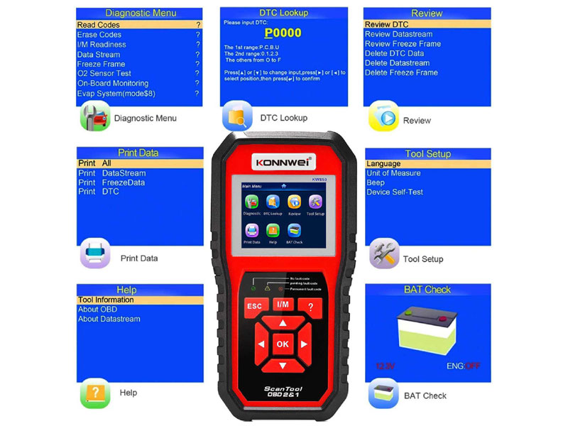 Konnwei KW850 OBD2 Car Engine Trouble Code Detector Scanner