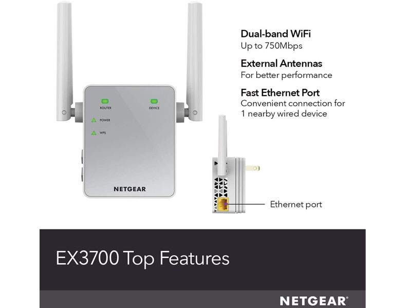 Netgear Wi-Fi Range Extender EX3700 Coverage Wireless Signal Booster & Repeater