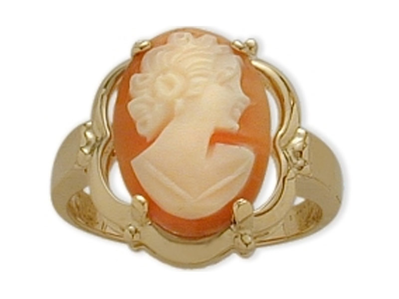 Women's Cornelian Shell 14 Karat Yellow Gold Cameo Ring