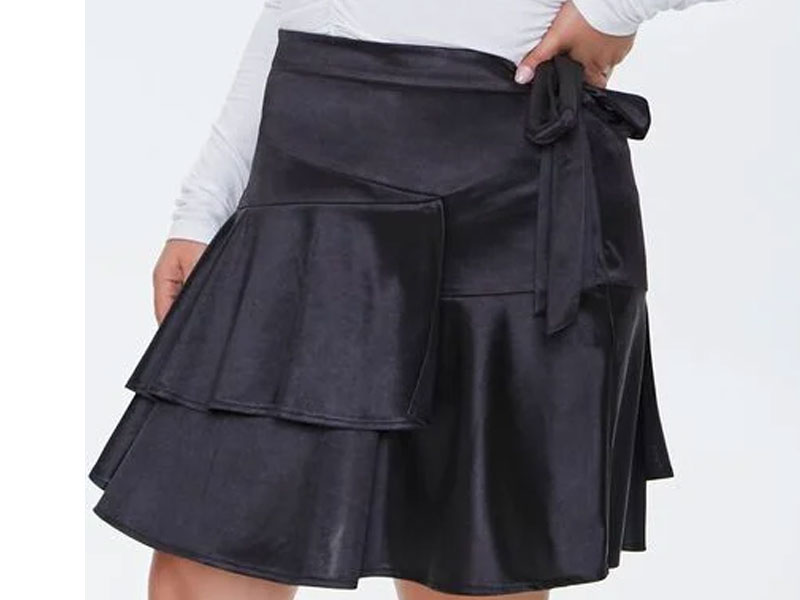 Women's Plus Size Satin Ruffle Mini Skirt