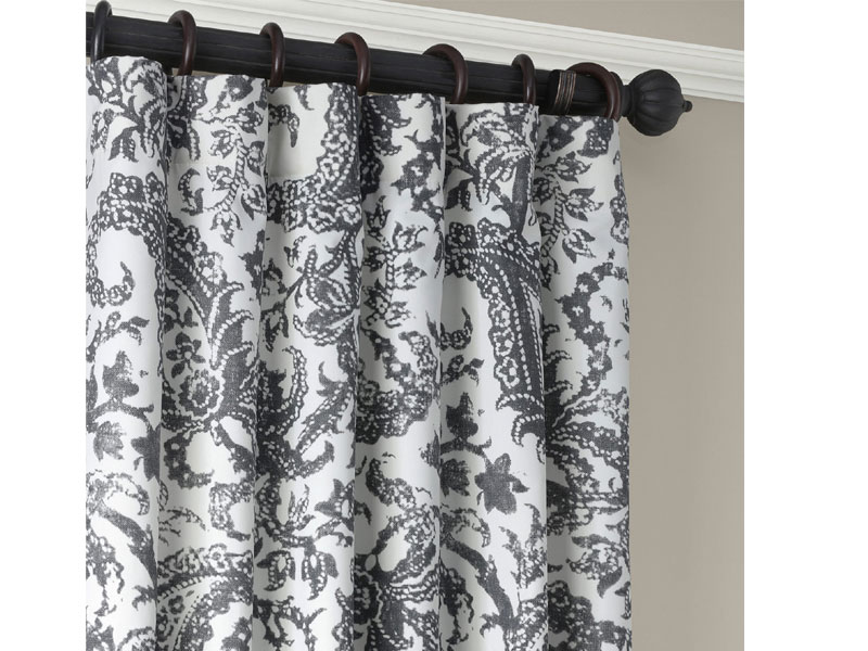 Edina Washed Grey Printed Cotton Curtain