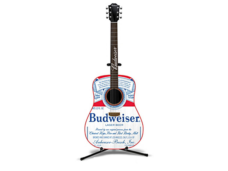 Budweiser Six String Guitar Sculpture With Real Strings