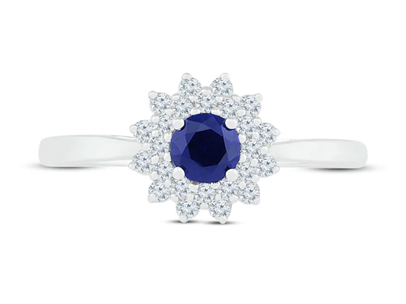 Women's Natural Sapphire Ring 10K Blue/White White Gold