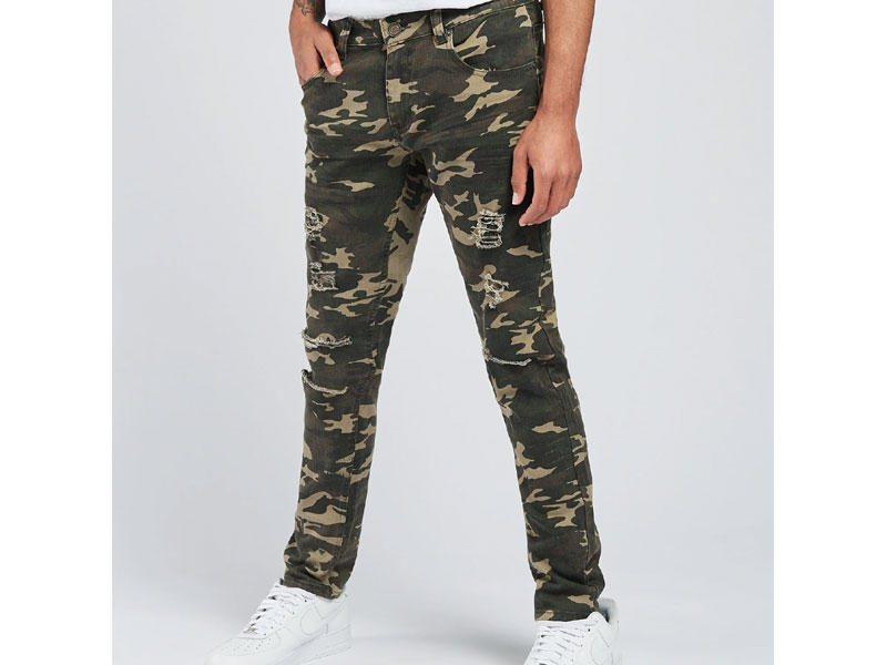 Decibel Men's Slim Fit RIP with Backing Camo Pants L34