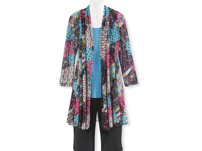 Women's Aztec Patchwork Mesh Cardigan