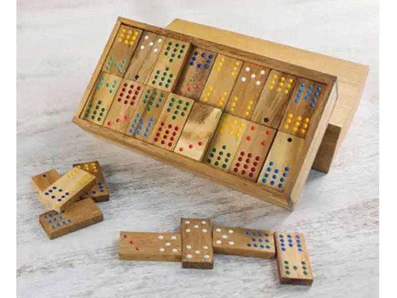 Colorful Rain Tree Wood Domino Set Game from Thailand Colorful Dominoes