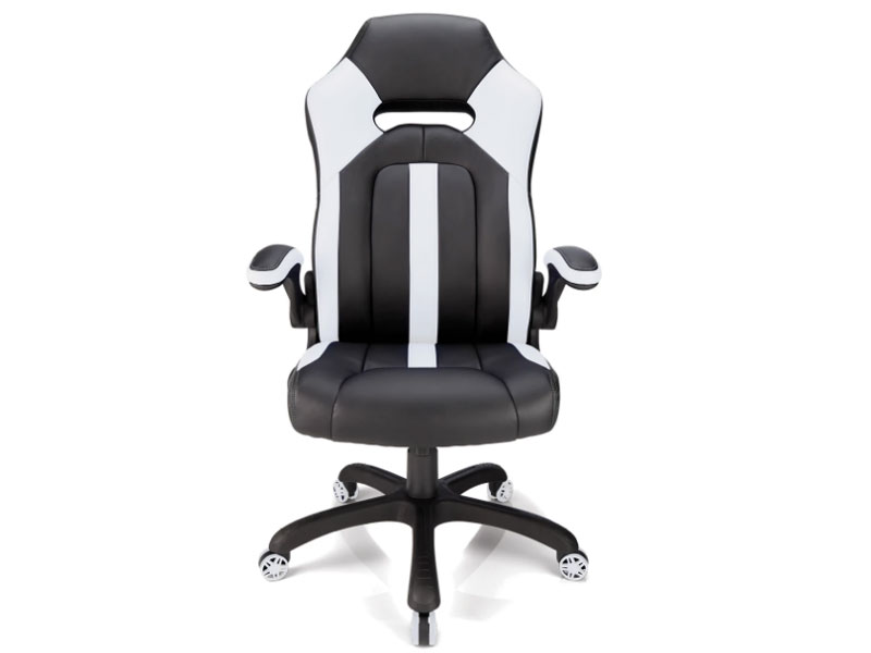 Realspace Bonded Leather High-Back Gaming Chair White Black